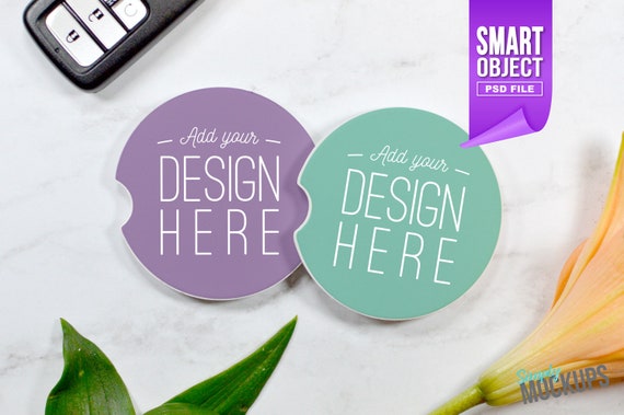 Download Set Of Two Sandstone Car Coaster Mockup Orange Free Download 2456547 Mockup Templates Image