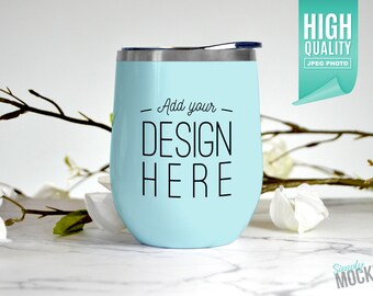 Seafoam 12 oz Wine Tumbler Mockup | Digital File
