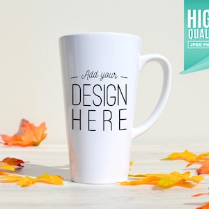 17oz Latte Coffee Mug Fall Mockup | Digital File