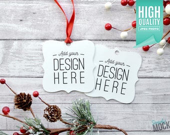 Double Sided Prague Aluminum Christmas Ornament Mockup | High quality digital download