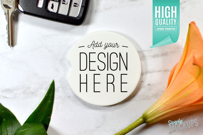 Download Sandstone Car Coaster Mockup Orange Lilly Digital Download ...
