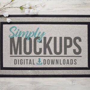 Simple Sublimation Doormat Mockup With White Flowers | Digital File