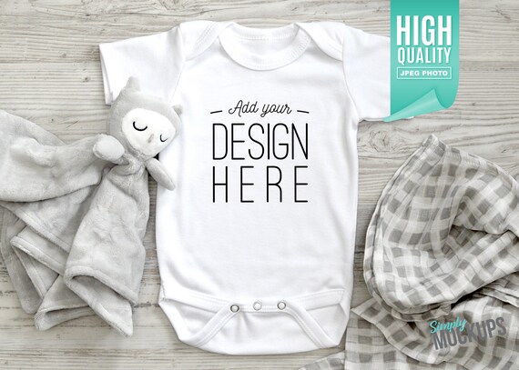 Baby Bodysuit Mockup Blank White Short Sleeve One Piece Etsy