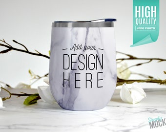 Marble 12 oz Wine Tumbler Mockup | Digital File