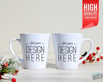 12oz Double Latte Coffee Mug Christmas Mockup | Digital File