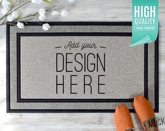 Sublimation Doormat Mockup and Orange Shoes | Digital File