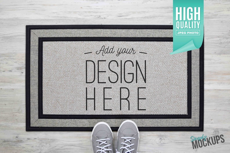 Digital File Simple Sublimation Doormat Mockup with gray shoes