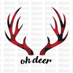 Oh Reh! Süße Buffalo Plaid Hirsch geweihten | PNG Digital Download Grafikbild