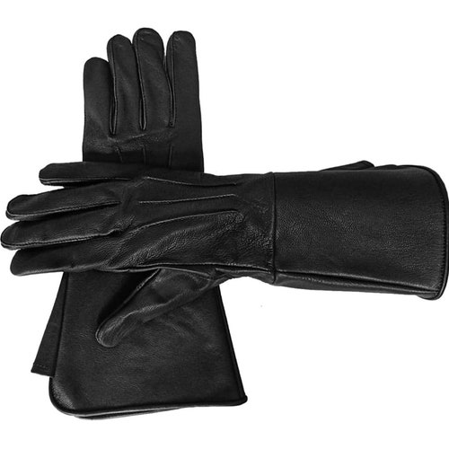Men's Long Designer Black Genuine Leather Gloves Made With Etsy