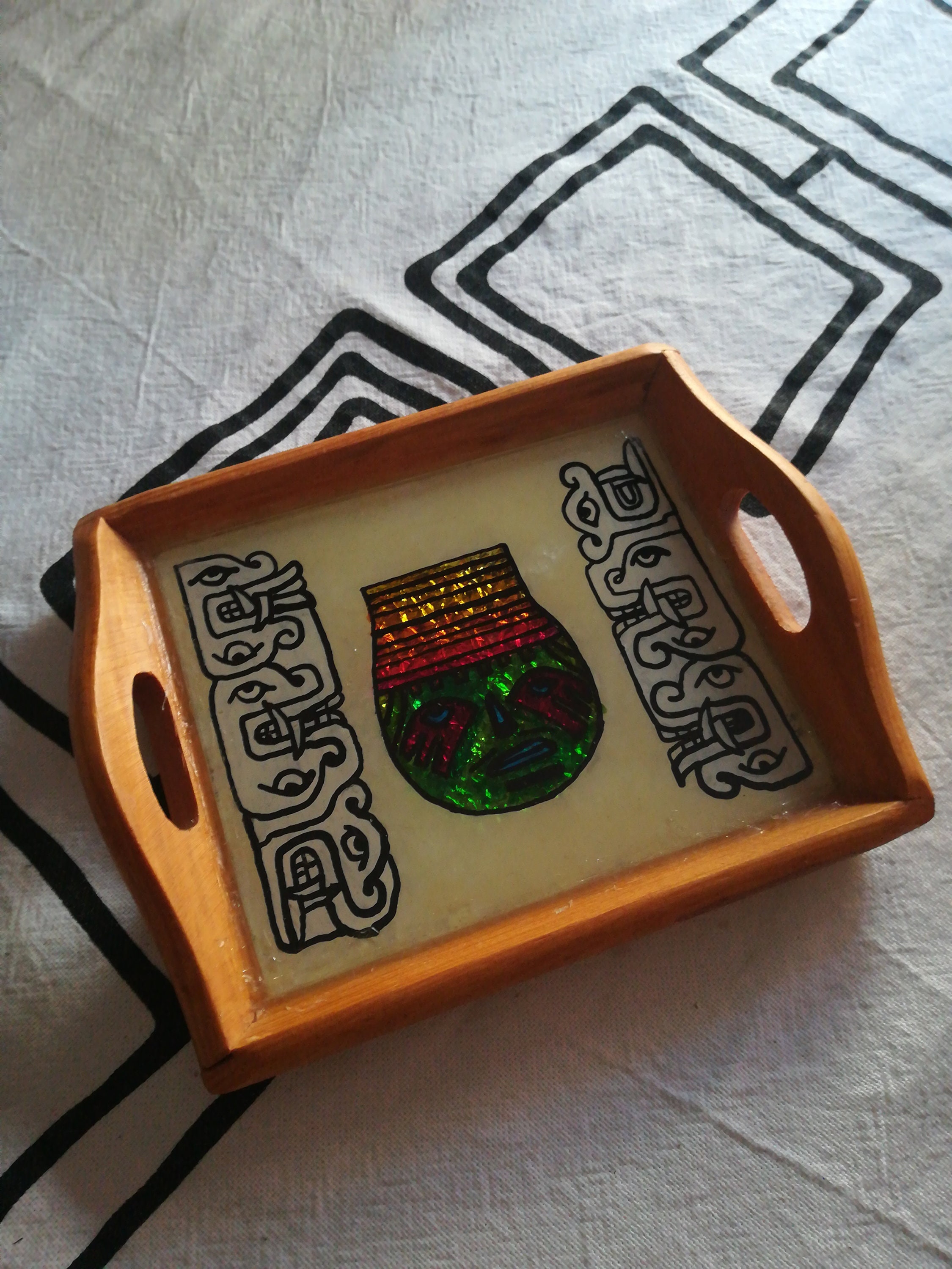 Tray Empty Hand Painted Pockets 50