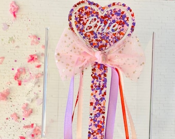 Heart fairy wand for girls and toddlers, Pretend play heart resin fairy wand, Personalized fairy wand, heart glitter fairy wand, Fairy play.