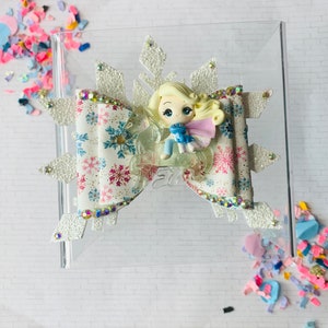 Elsa Faux Leather Snowflake Hair Bow, Frozen Inspired