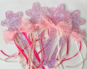 Personalized Resin Fairy Wand: Glitter Star, Tulle Bow