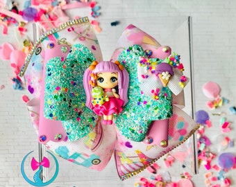 Candy Sprinkles Hair Bow: Faux Leather Lollipop Hair Clip