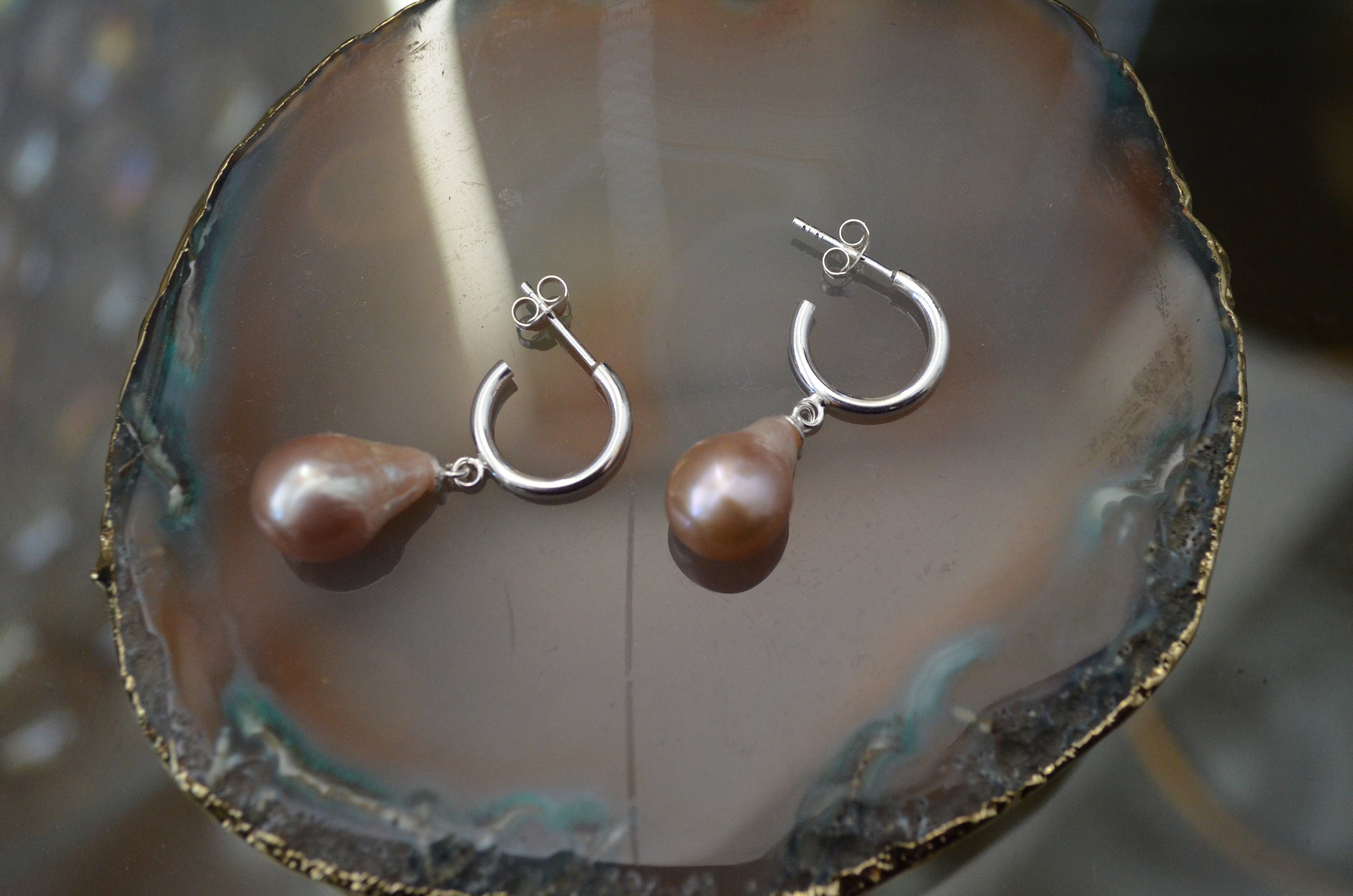 Schöner-SD - Orecchini Grandi A Cerchio Con Perle D'acqua Dolce, In Argento 925 - Foto 10