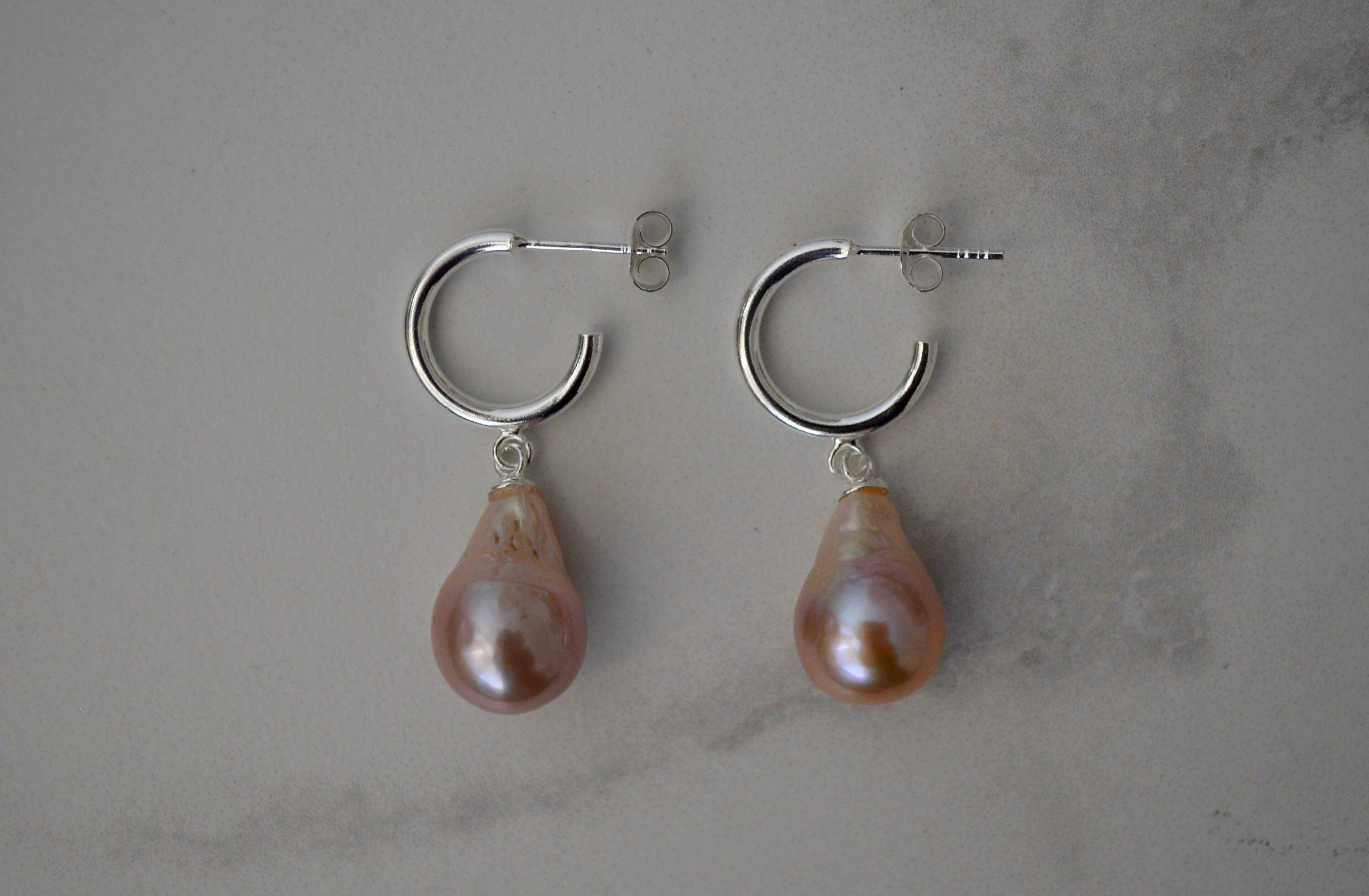 Schöner-SD - Orecchini Grandi A Cerchio Con Perle D'acqua Dolce, In Argento 925 - Foto 4