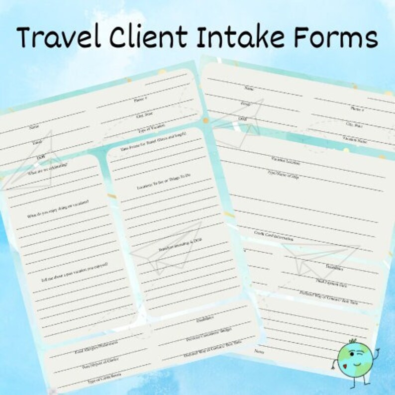 Travel Agent Client Intake Form Etsy