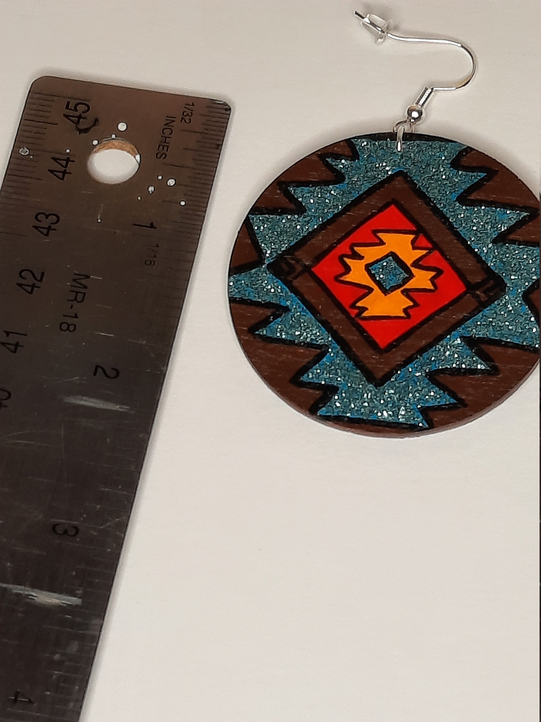 Southwest hand painted wooden earrings Etsy