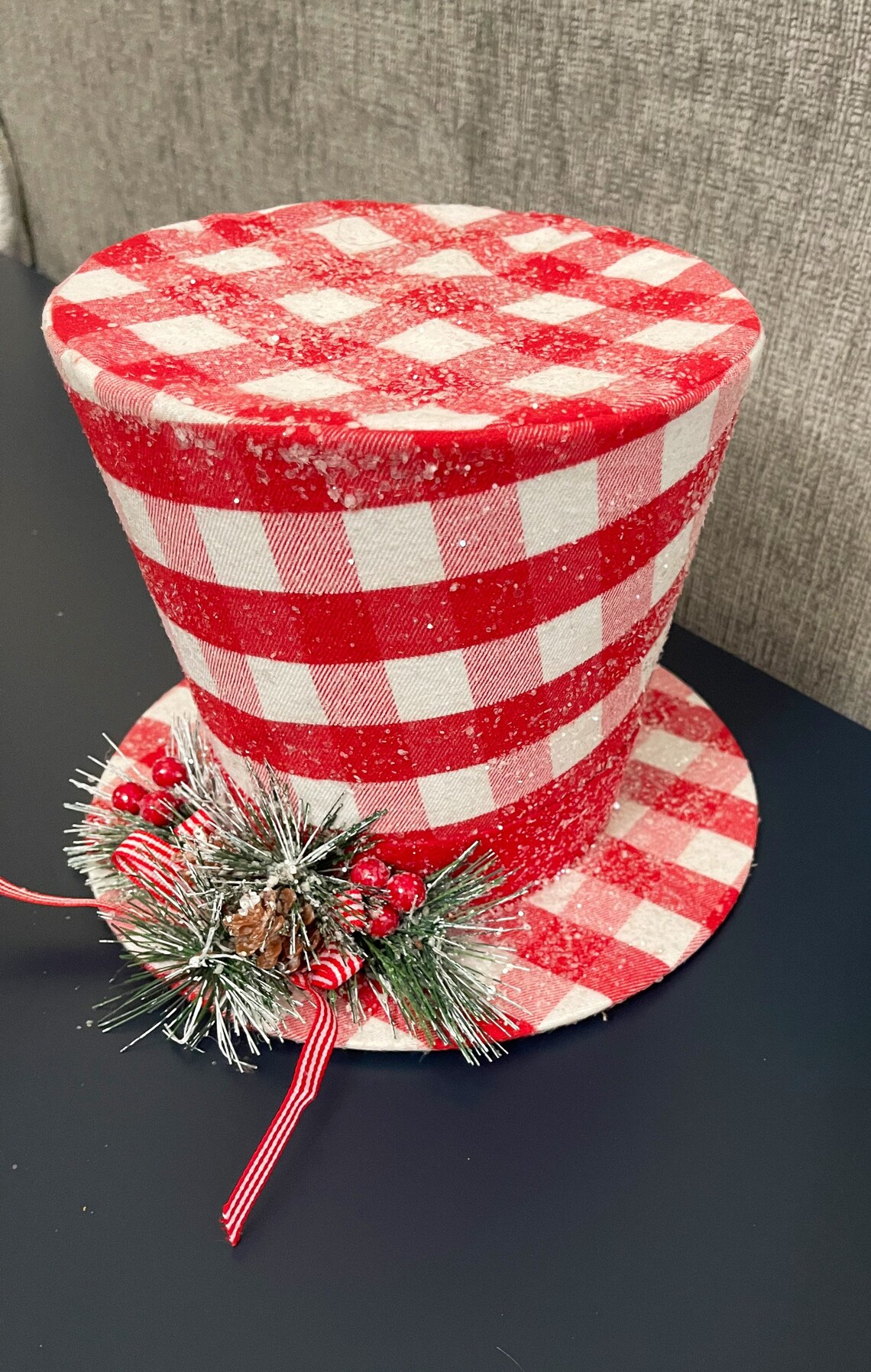 Plaid Top Hat Tree Topper Christmas Tree Topper Floral Etsy