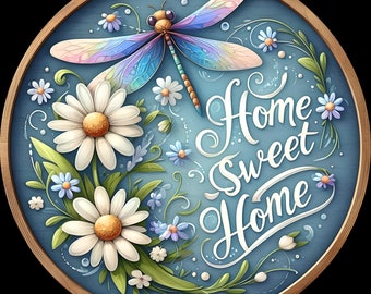 dragonfly wreath sign, dragonfly decor, craft supply, metal sign, everyday sign, floral sign, farmhouse decor, daisy sign, garden decor