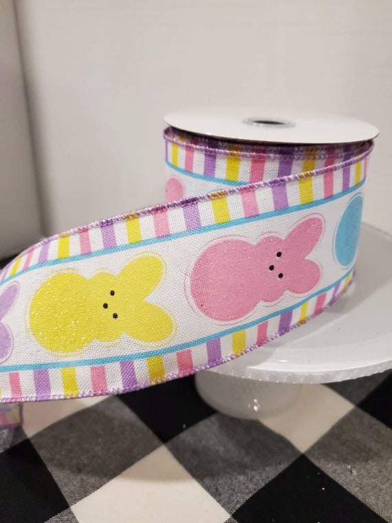 Bunny Rabbit Ribbon, Pink and Yellow Bunny Ribbon, Linen Ribbon, Wired –  Big Sugar Creek Farm