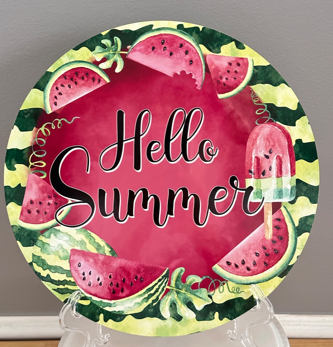Summer Sign, Watermelon Sign, Wreath Attachment, Craft Supplies, Hello