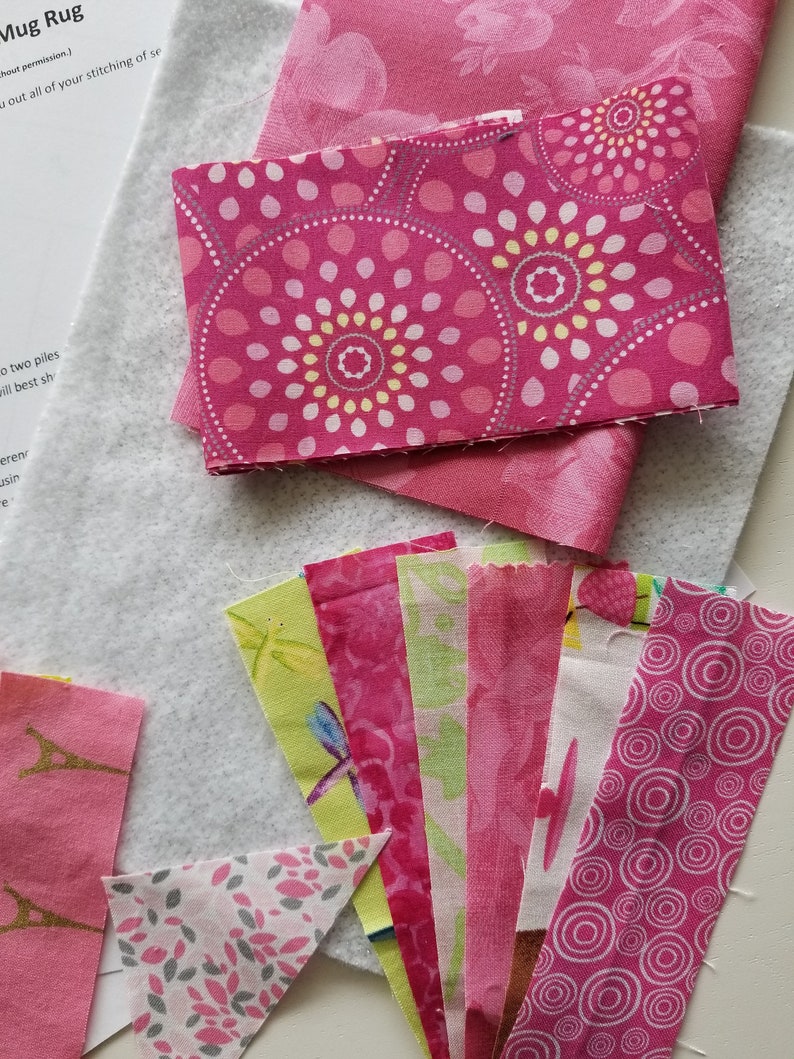Quilt Kit Mug Rug Kit Pretty In Pink Mug Rug Pink Mug Rug Etsy