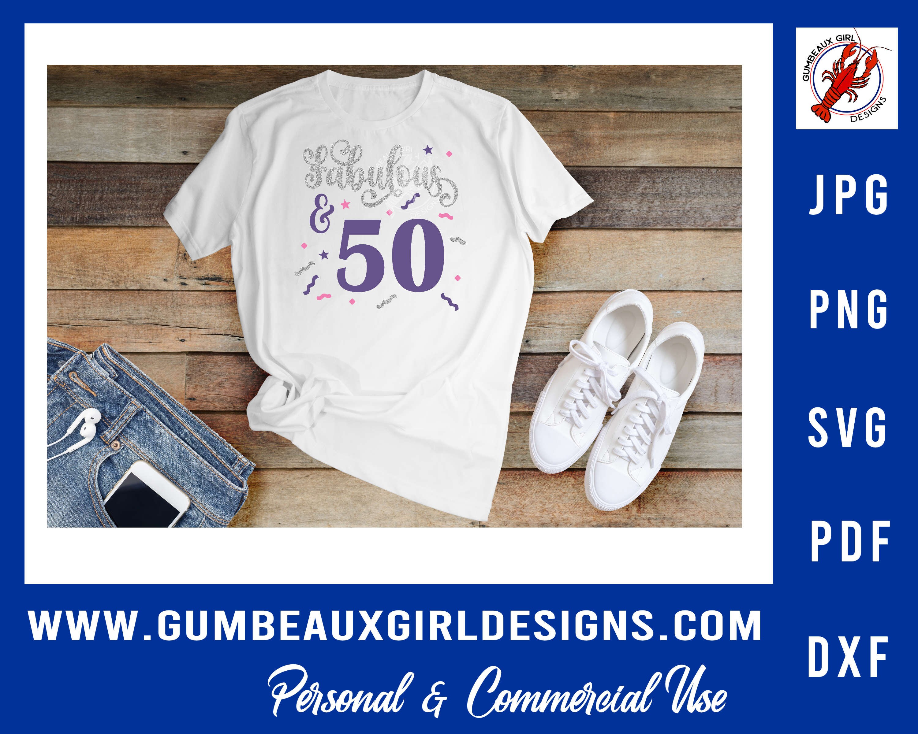 Download 50 Fabulous 50th Birthday Confetti Card Cut file svg png pdf | Etsy