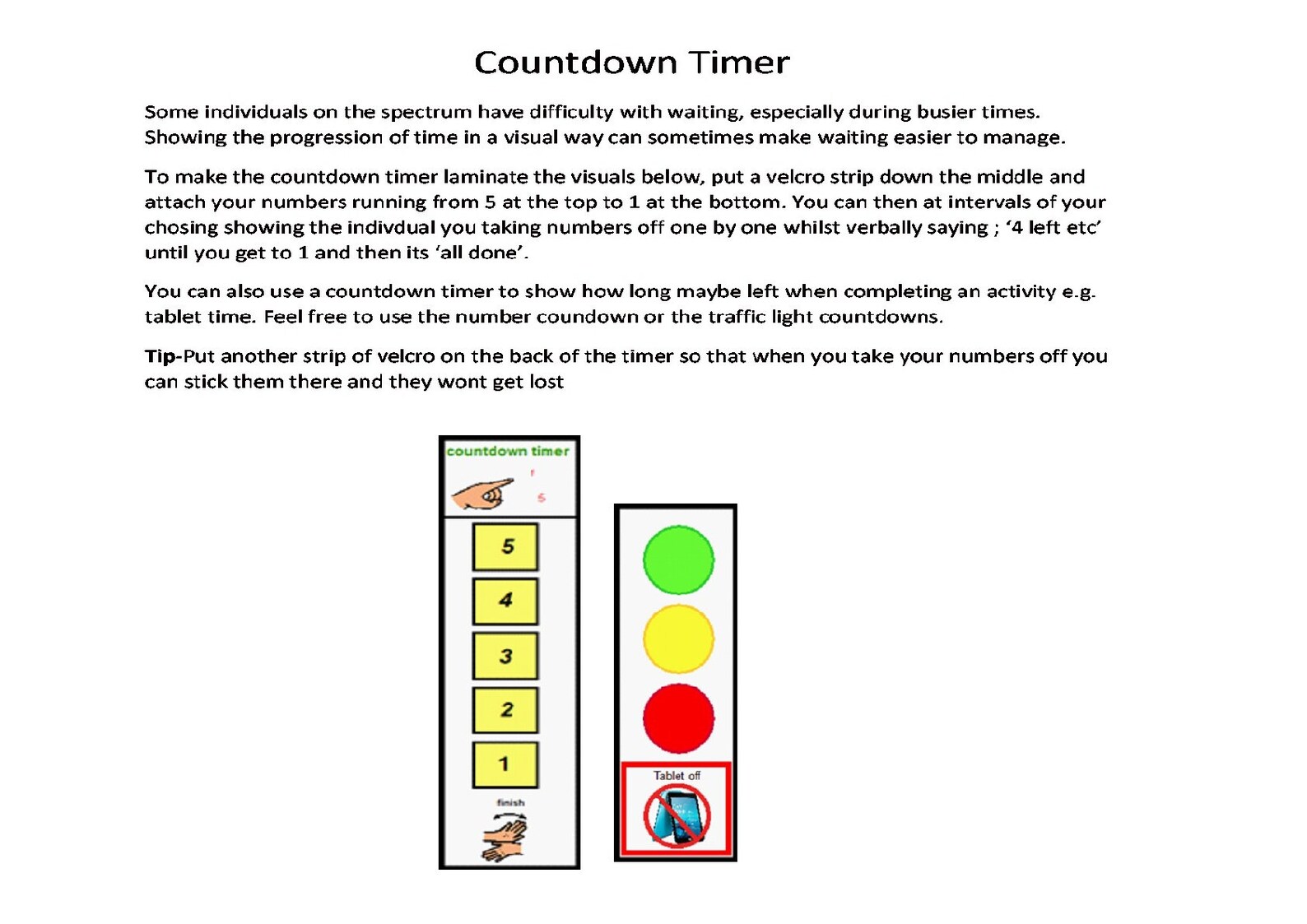 Printable Pdf Countdown Timers Autism (Instant Download) Etsy