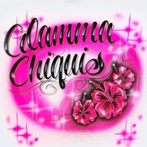 Airbrush T-Shirt Schriftzug Hibiskus Name Design