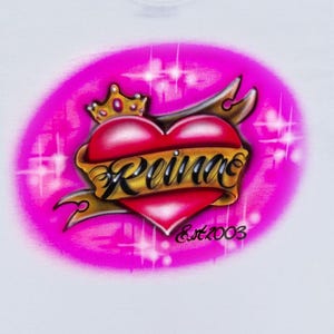 Airbrush T Shirt Crown Heart Name