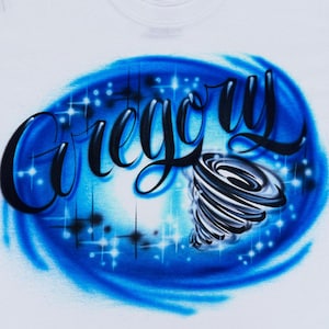 Custom Airbrush Tornado T-Shirt – Hand-Painted Personalized Tee, Tornado Theme Birthday Shirt, Cool Kids Graphic Tee