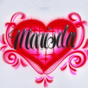 Airbrush T Shirt Heart Script Name