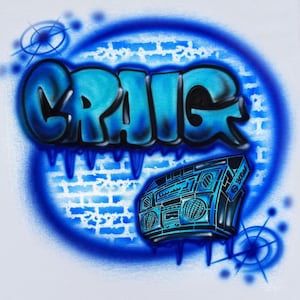 Airbrush T Shirt Graffiti Name,Age,Bricks,Boombox