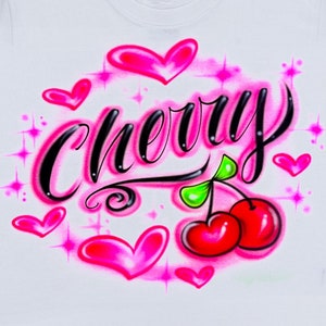 Airbrushed Cherries Tee - Watermelon Tee - Cucumber Airbrushed Tee - Orange Tee -Apple Tee -Strawberry Tee Airbrush Fruit - Personalized Tee