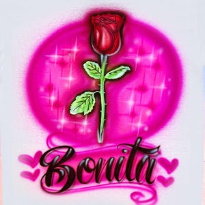 Airbrush Rose T-Shirt - Anpassbare Farben & Größen - künstlerisches und einzigartiges Design
