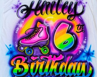 Roller Skate Birthday Airbrush Shirt Design