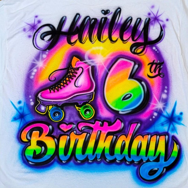 Roller Skate Birthday Airbrush Shirt Design