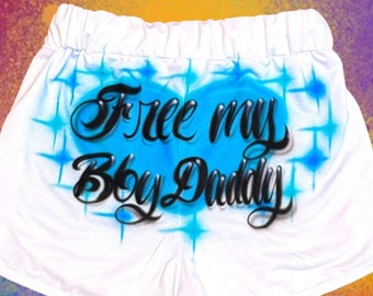Custom Airbrush Name Shorts| Free my baby daddy
