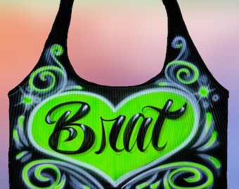 Airbrush Black HalterTop,Crop Top,CropTopTee,Heart Design