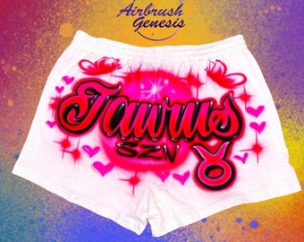 Airbrush Zodiac Booty Shorts