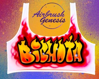 Eldtryck Airbrush Namn Crop Top