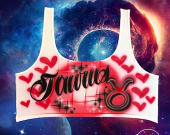 Spray Paint Airbrush Crop top,T Shirt,TankTop Taurus Design