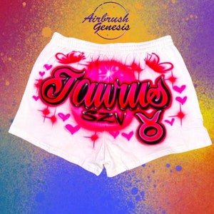 Airbrush Zodiac Booty Shorts