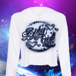 Airbrush Erwachsenen Kurzarm Hoodie Script Hearts Name Design