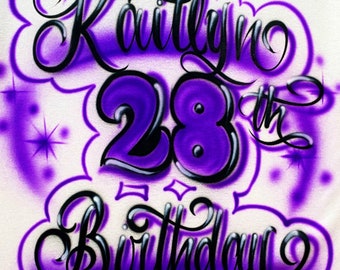 Airbrush T Shirt Birthday Girl Design
