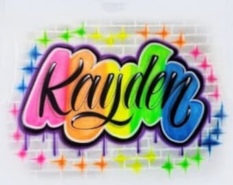 Airbrush T Shirt Print Name Rainbow