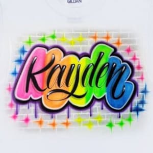 Airbrush T Shirt Print Name Rainbow