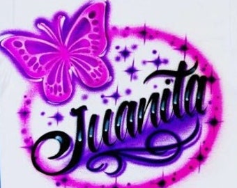 Airbrush Pink Butterfly Name Design T-Shirt Custom Airbrushed Personalized T Shirt