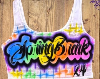 Spring Break 2024 Vacation Airbrush CropTop,T-Shirt Design